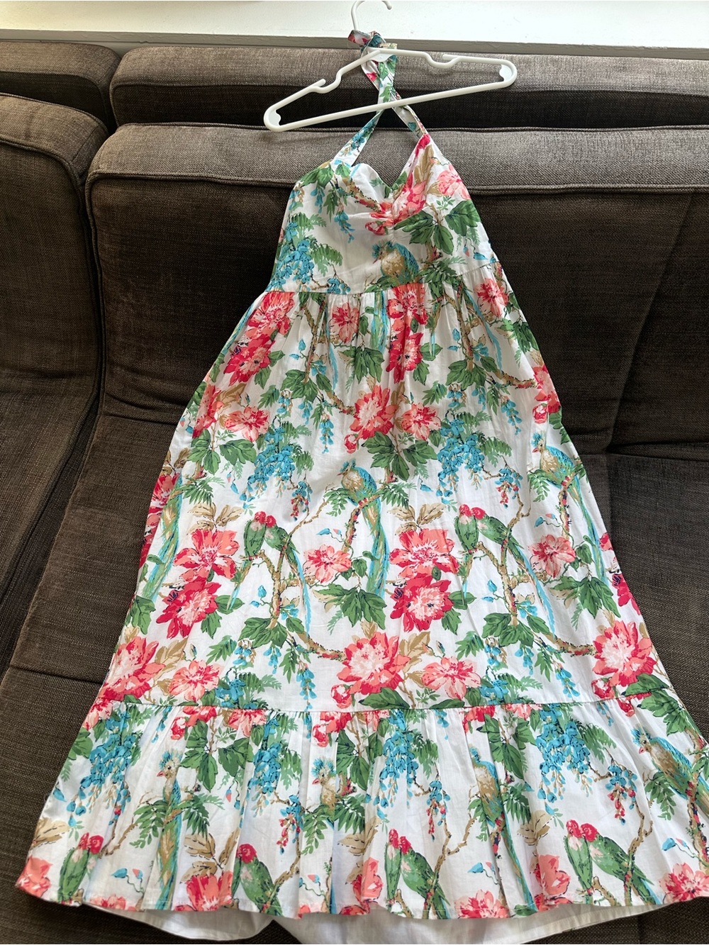 Janie and Jack White Floral Sundress with Pink & Green Print